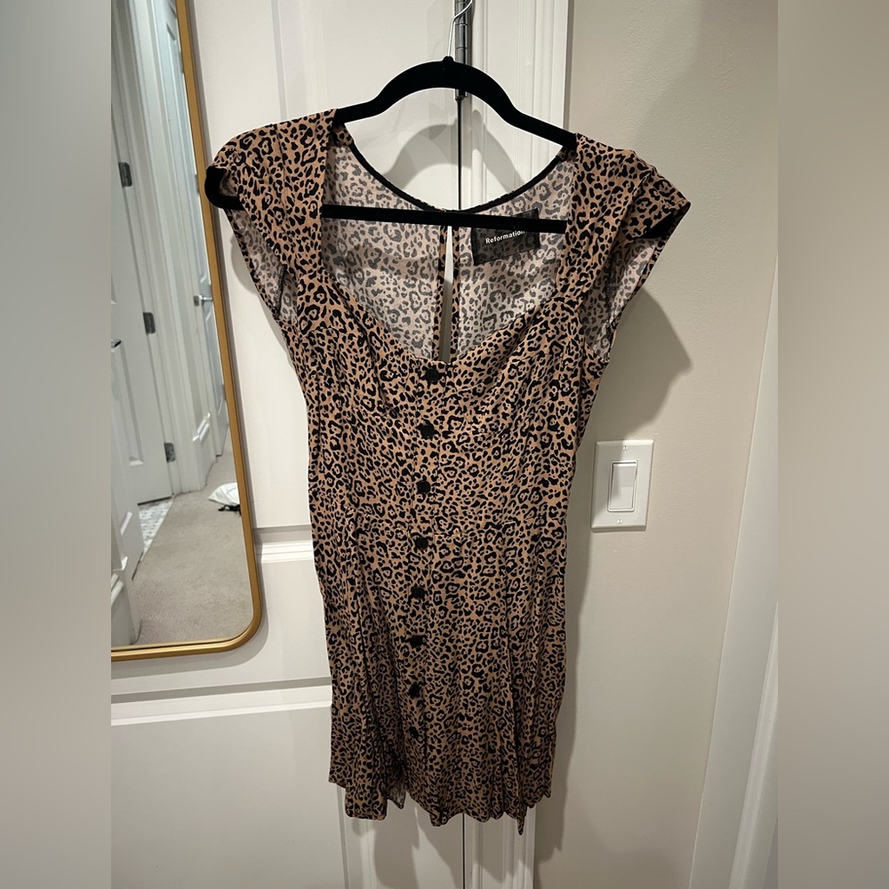 Reformation “Cheri” mini dress - leopard